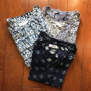 3 Navy and White Tops